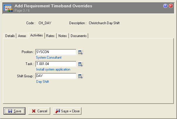 Requirement Timeband Overrides - Activities