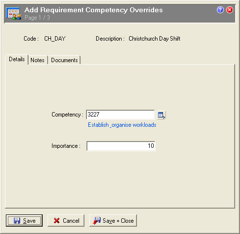 Requirement Competency Overrides - Details