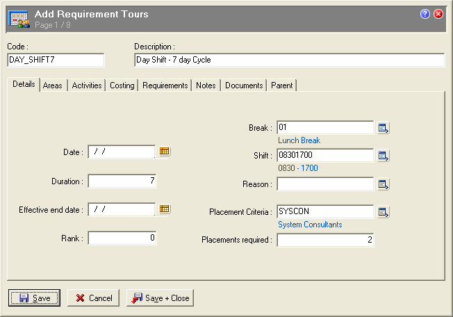 Requirement Tour - Details