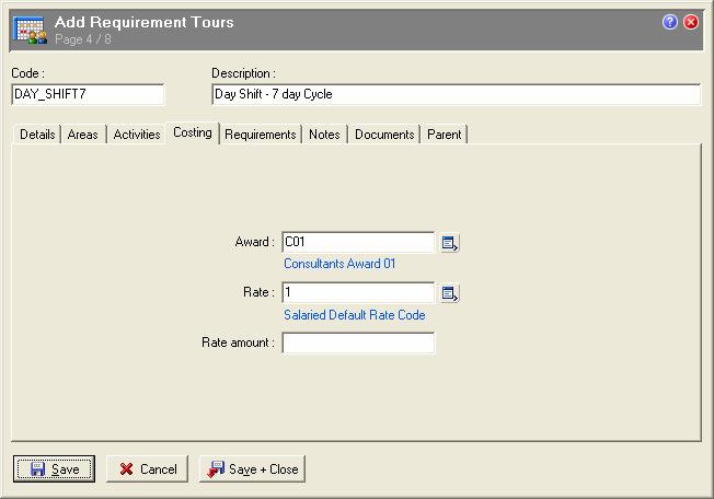 Requirement Tour - Costing