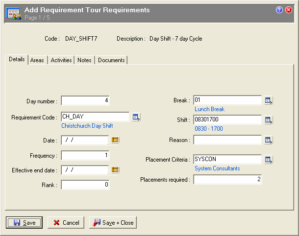 Requirement Tour Requirements - Details