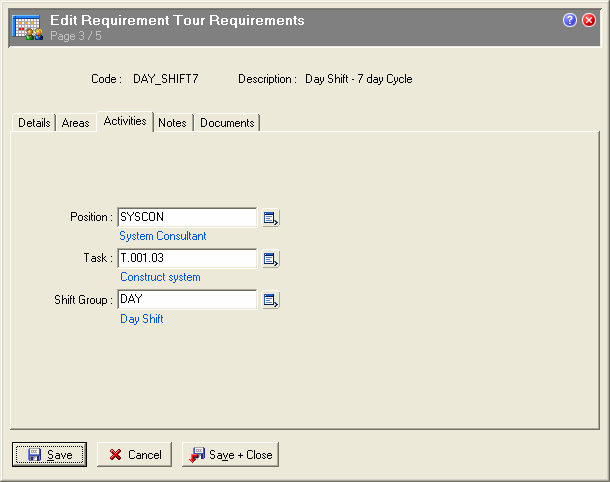 Requirement Tour Requirements - Activities
