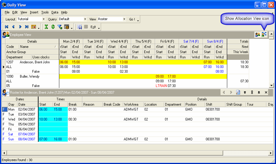 Show Allocation View