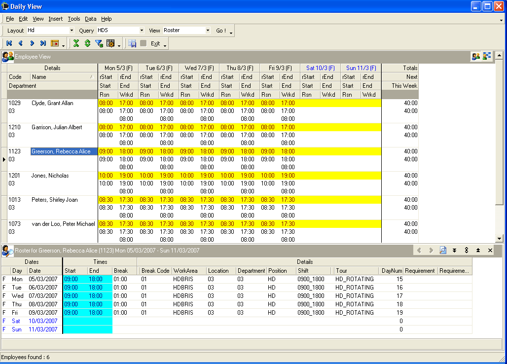 Daily View - Employee View
